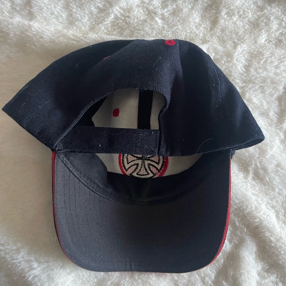 Navy Blue Hat With Red Lining And Cross Logo - Picture 6 of 6